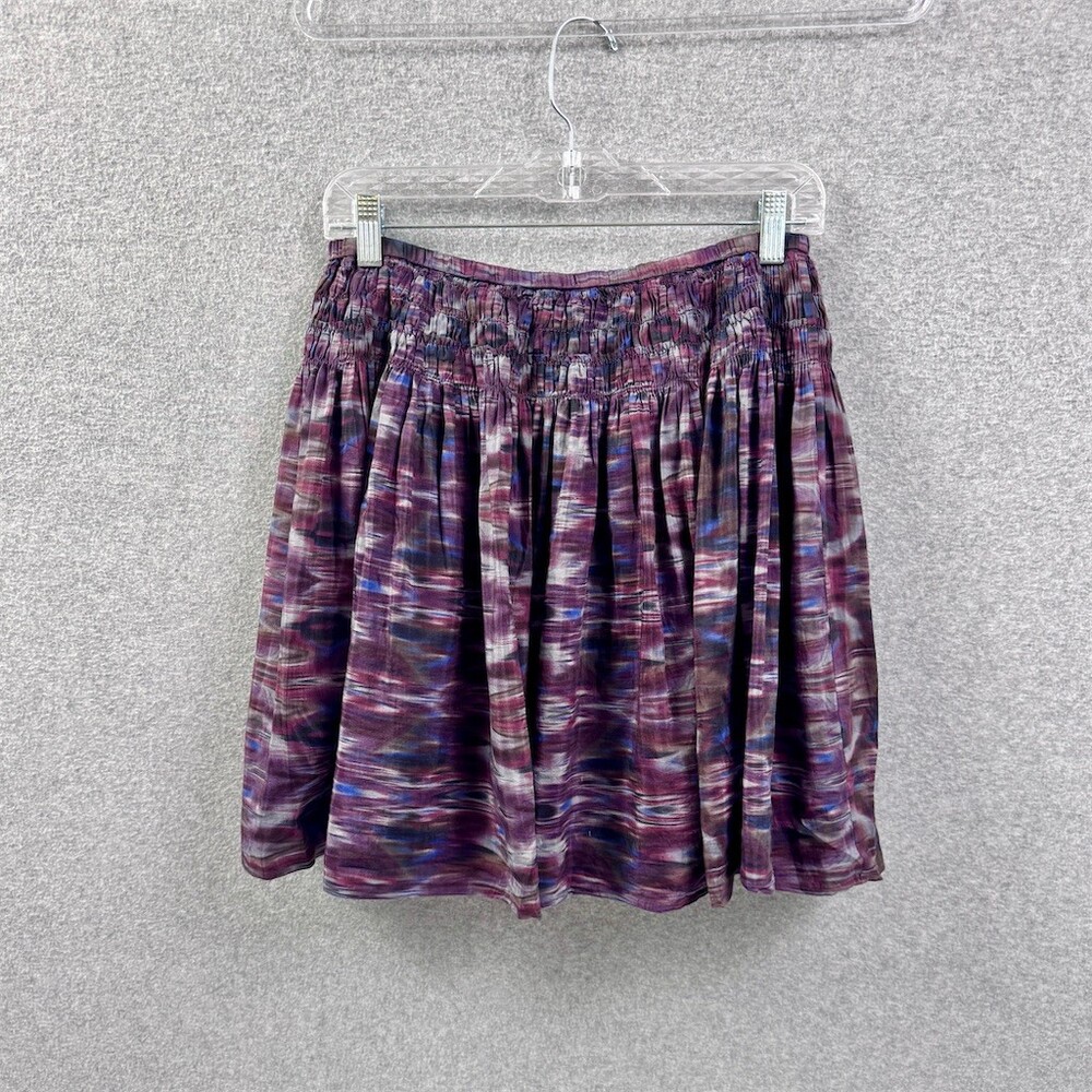 Lord & Taylor Silk Cotton Blend Skirt Womens Size M Smocked Waist Mini